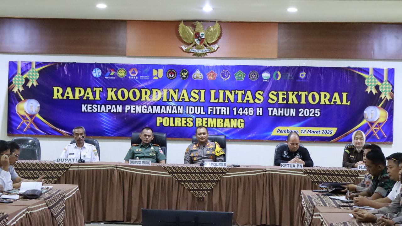 Sukseskan Pengamanan Hari Raya Idul Fitri 1446 H, Polres Rembang Gelar Rapat Koordinasi Lintas Sektoral (Rakorlinsek) Ops Ketupat Candi 2025