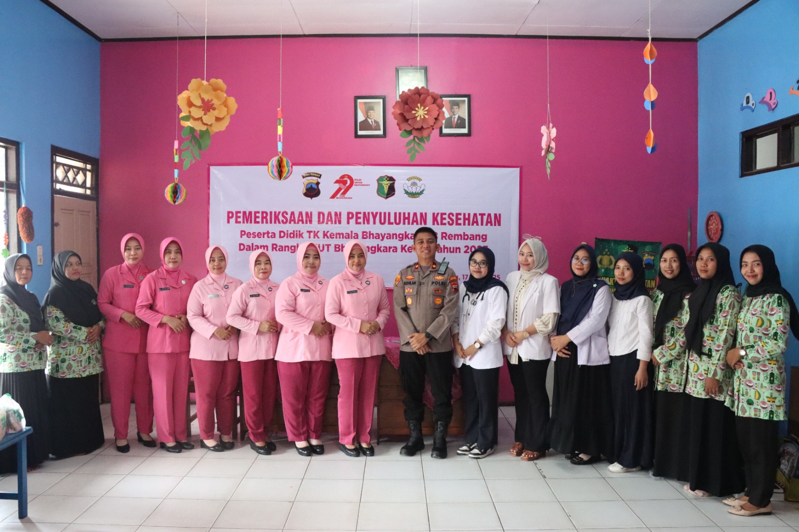 Murid KB & TK Kemala Bhayangkari 48 Rembang Ikuti Penyuluhan & Pemeriksaan Kesehatan Dalam Rangka HUT Bhayangkara ke 79