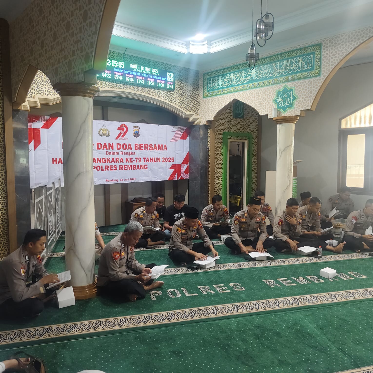 Rangkaian HUT Bhayangkara ke 79 Tahun 2025, Polres Rembang Menggelar Dzikir & Doa Bersama